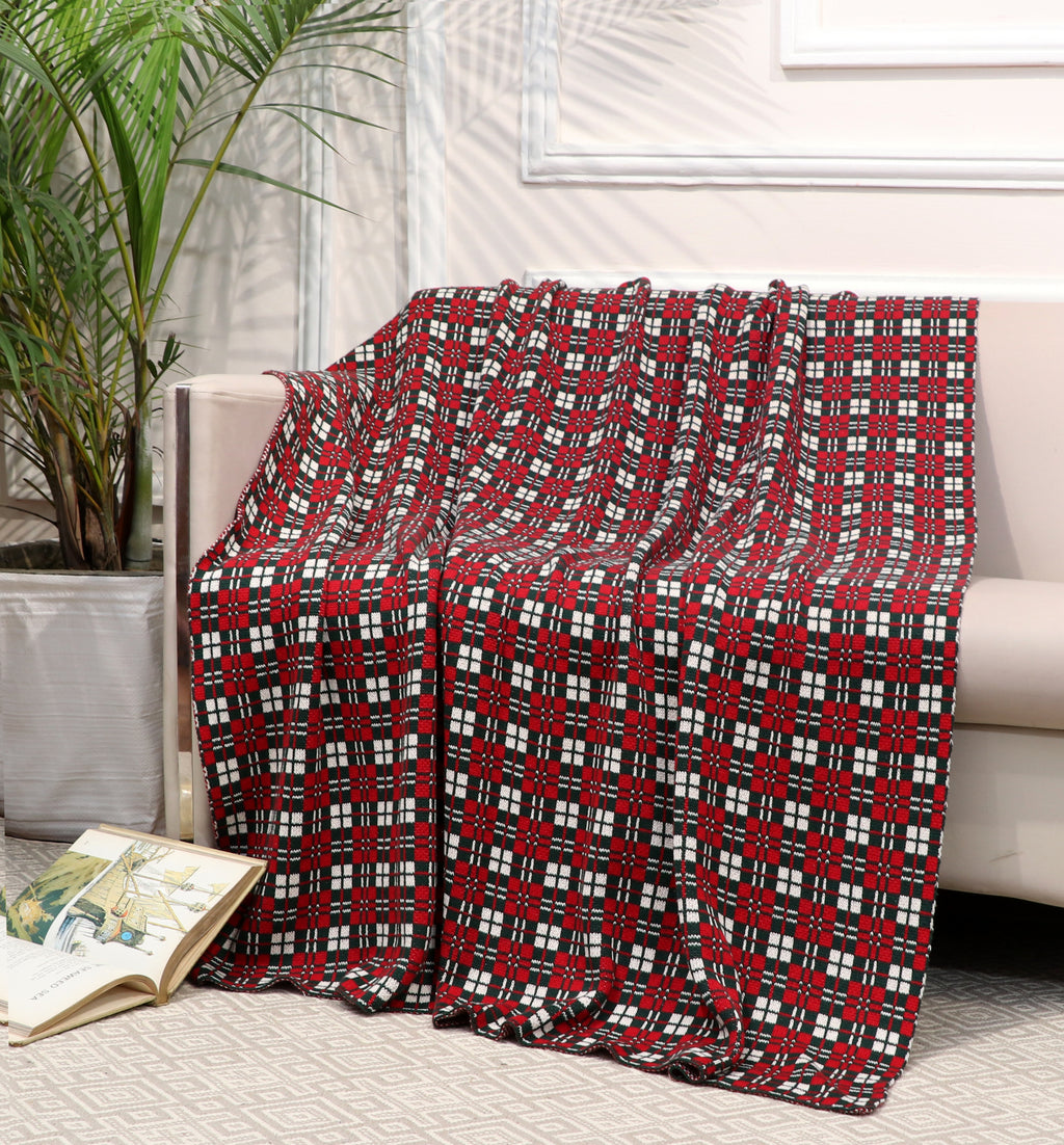 Fifth Element Red Plaid Cozy Throw