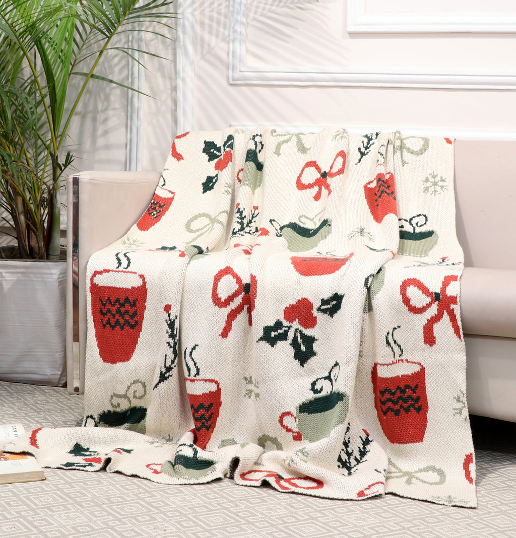 Fifth Element Cozy Christmas Mugs Knit Throw