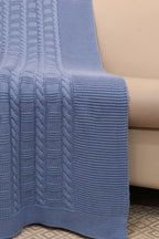 Fifth Element Cable Knitted Throw – Powder Blue