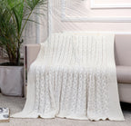 Fifth Element Cable Knitted Throw – Ivory White