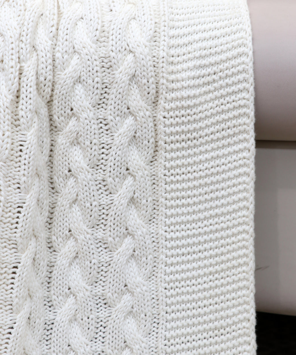 Fifth Element Cable Knitted Throw – Ivory White