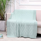 Fifth Element Cable Knitted Throw – Mint Green