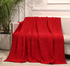 Fifth Element Textured Knitted Throw – Crimson Red