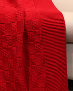 Fifth Element Textured Knitted Throw – Crimson Red