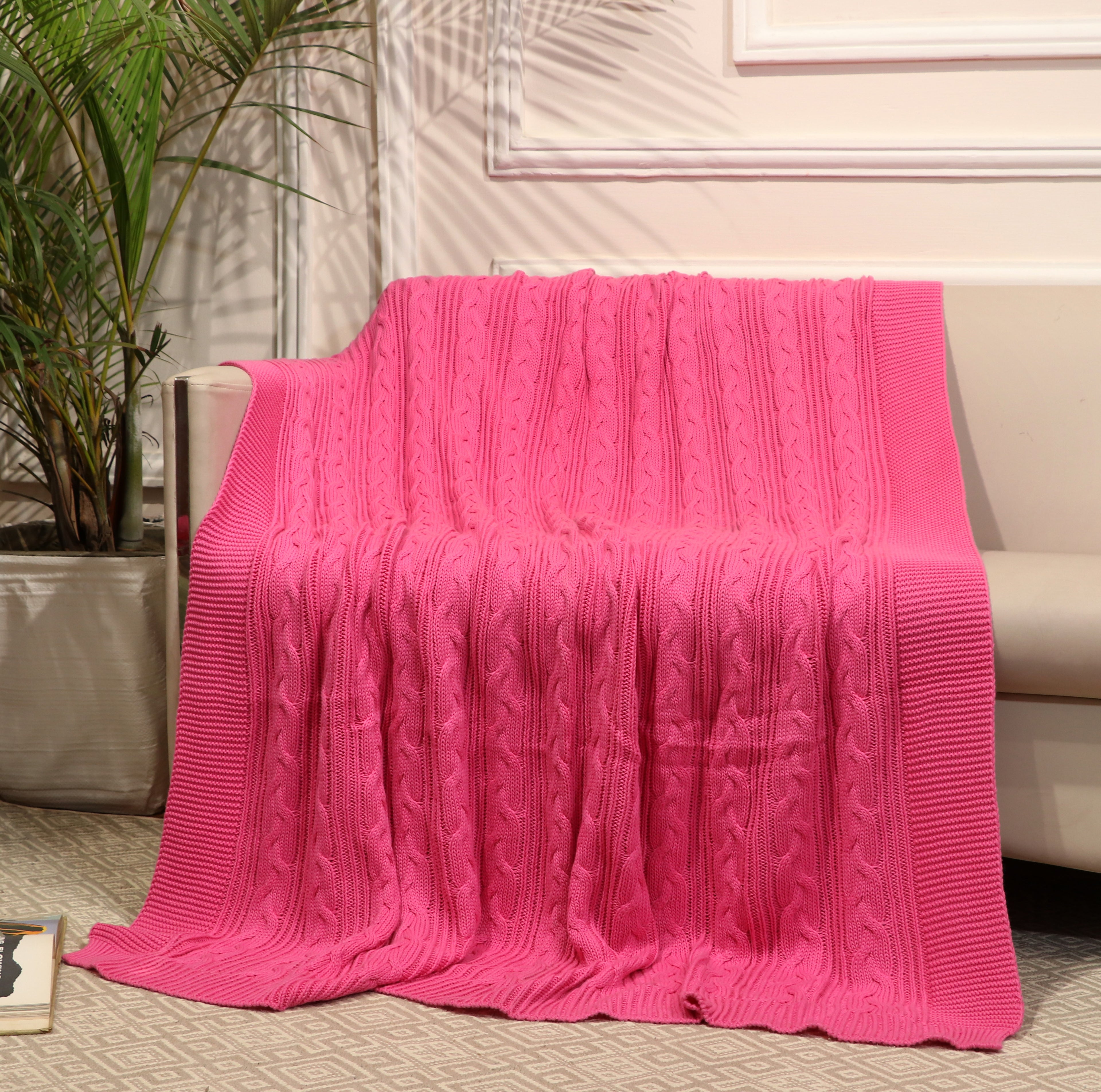 Fifth Element Pink Classic Knit Cozy Throw