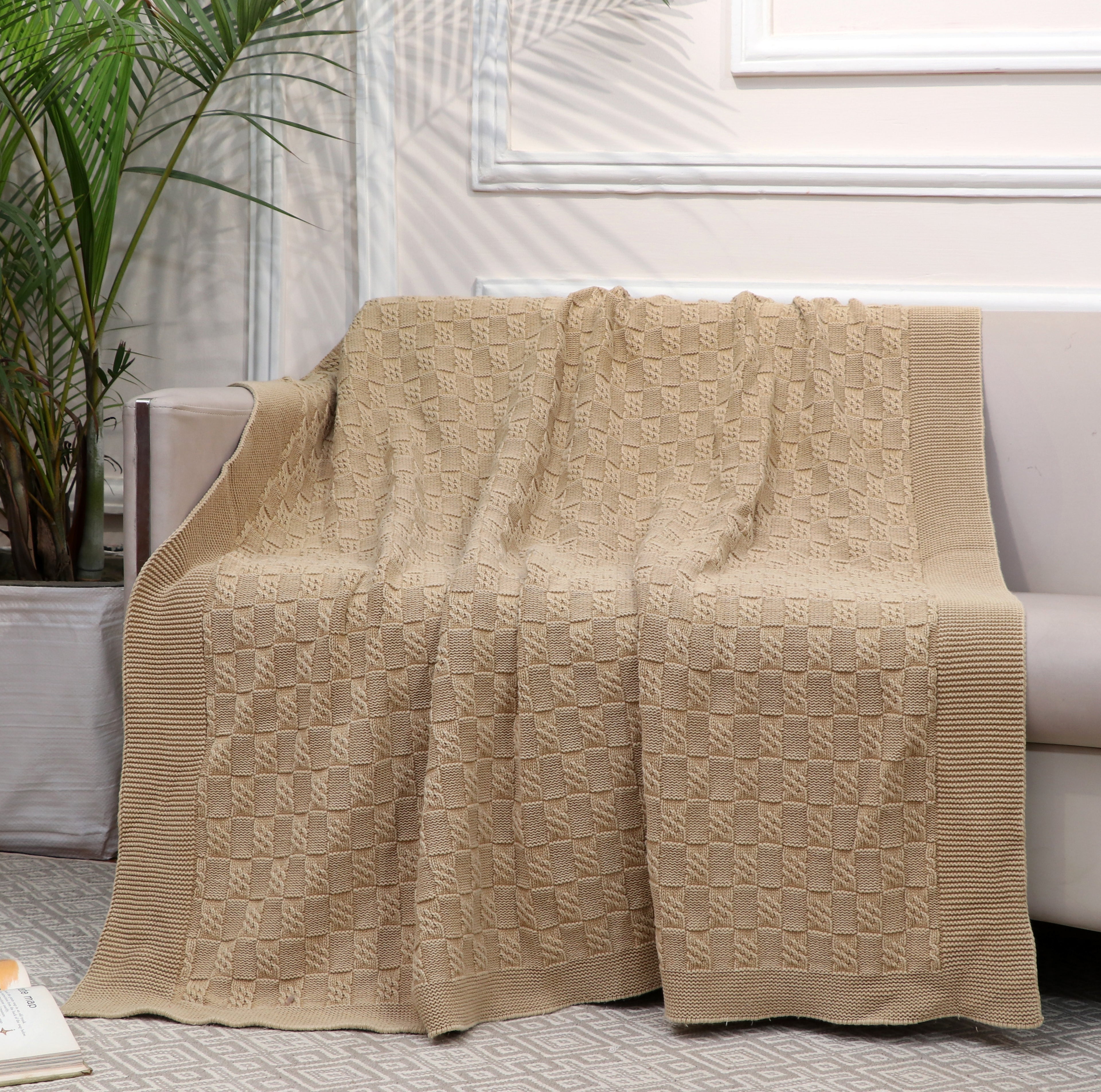 Fifth Element Cozy Beige Knitted Throw