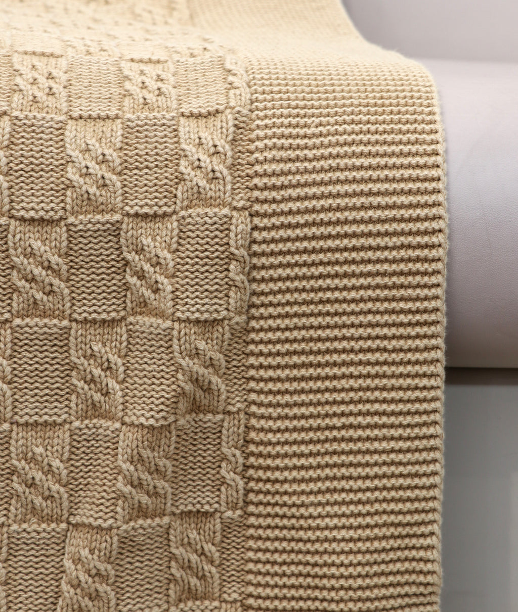 Fifth Element Textured Knitted Throw – Beige