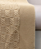 Fifth Element Textured Knitted Throw – Beige