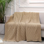 Fifth Element Textured Knitted Throw – Beige