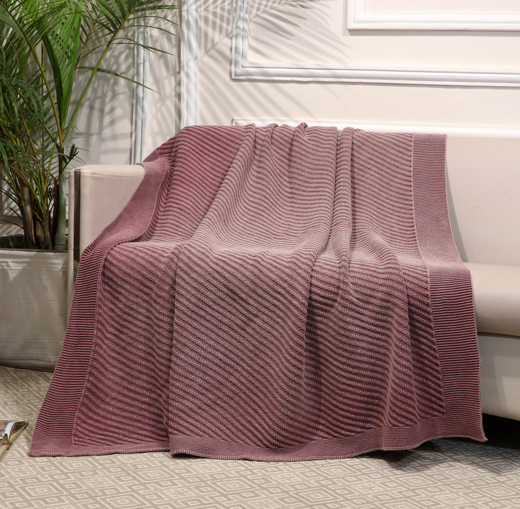 Fifth Element Mauve Ripple Knit Throw