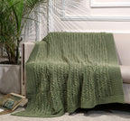 Fifth Element Olive Braided Cable-Knit Throw
