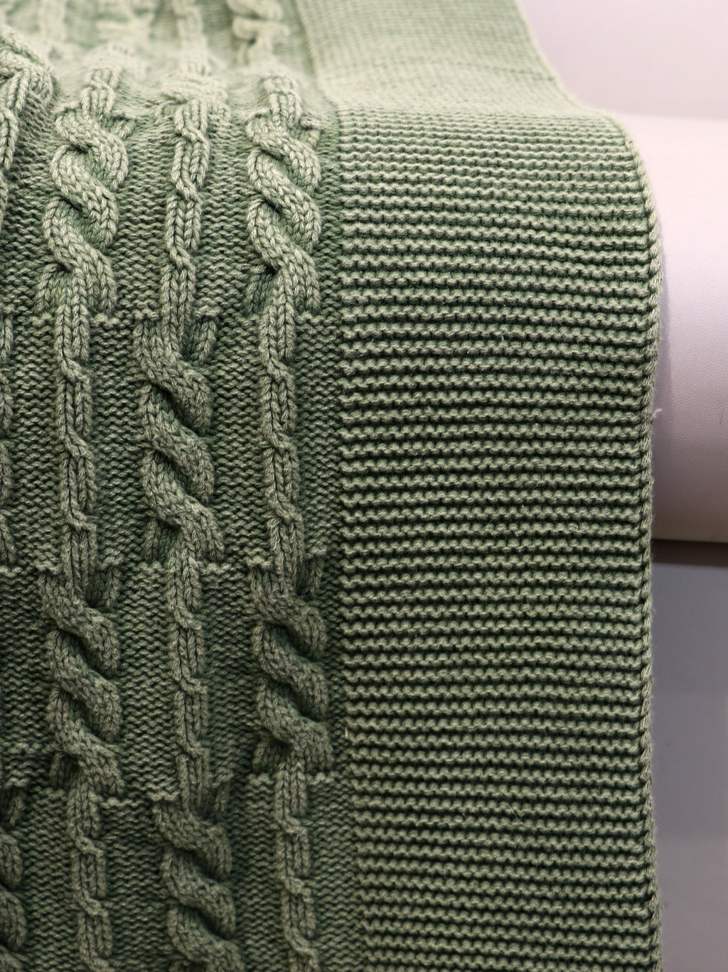 Fifth Element Olive Braided Cable-Knit Throw