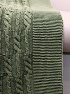 Fifth Element Olive Braided Cable-Knit Throw