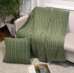Fifth Element Olive Braided Cable-Knit Throw