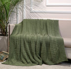 Fifth Element Olive Textured Grid-Knit Throw