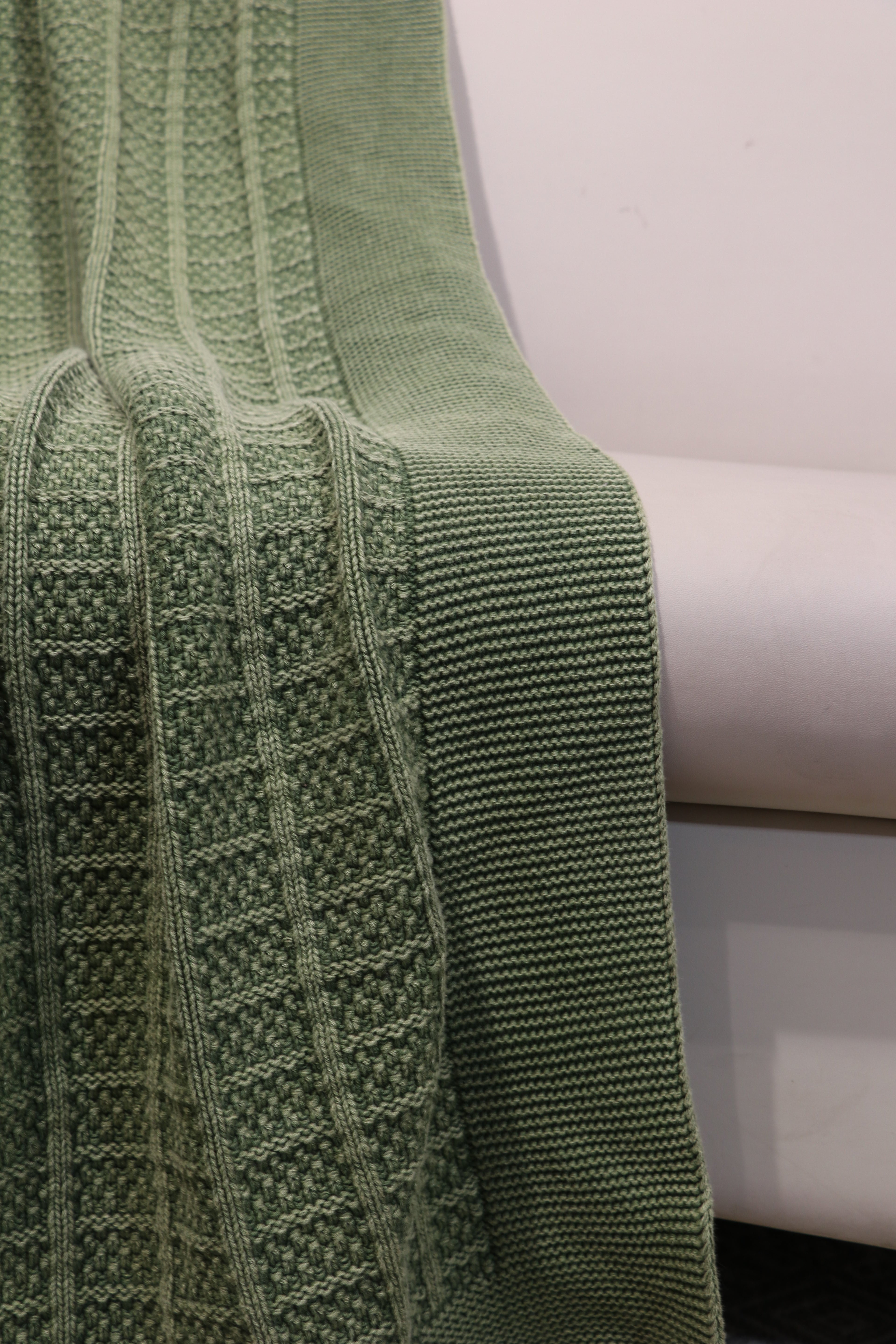 Fifth Element Olive Textured Grid-Knit Throw