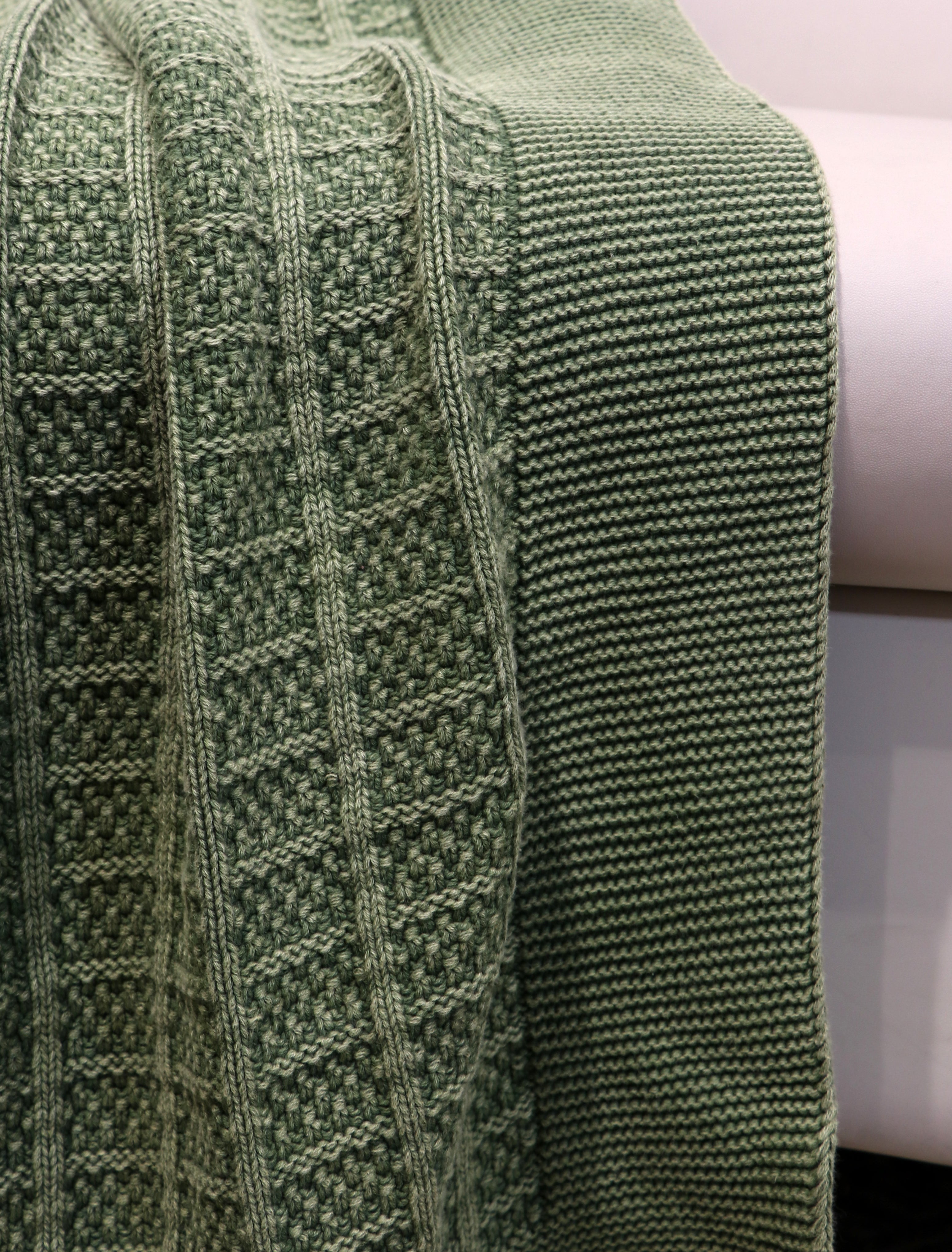 Fifth Element Olive Textured Grid-Knit Throw
