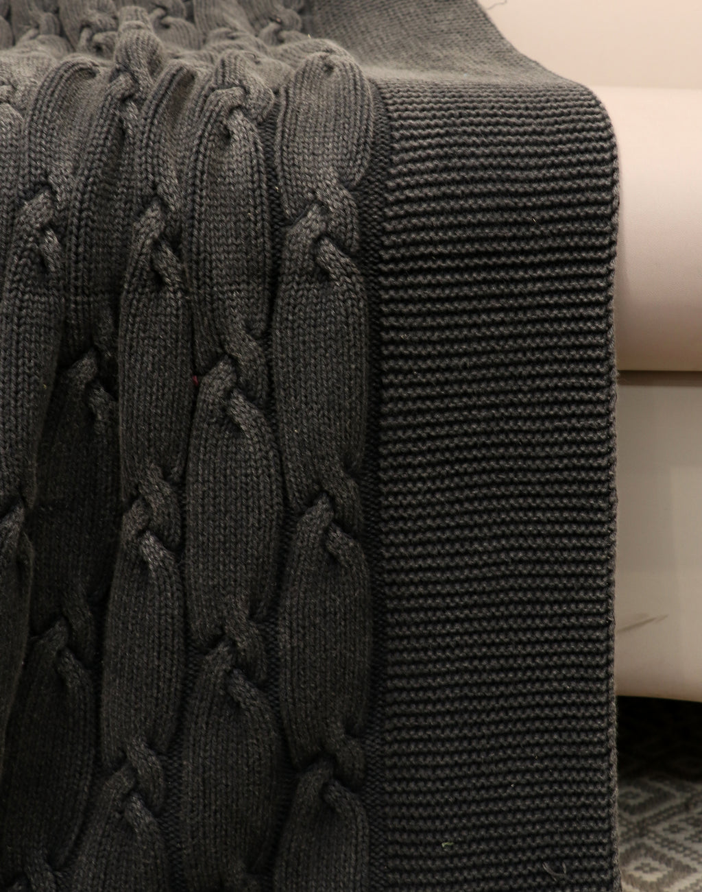 Fifth Element Charcoal Luxe Knot-Knit Throw