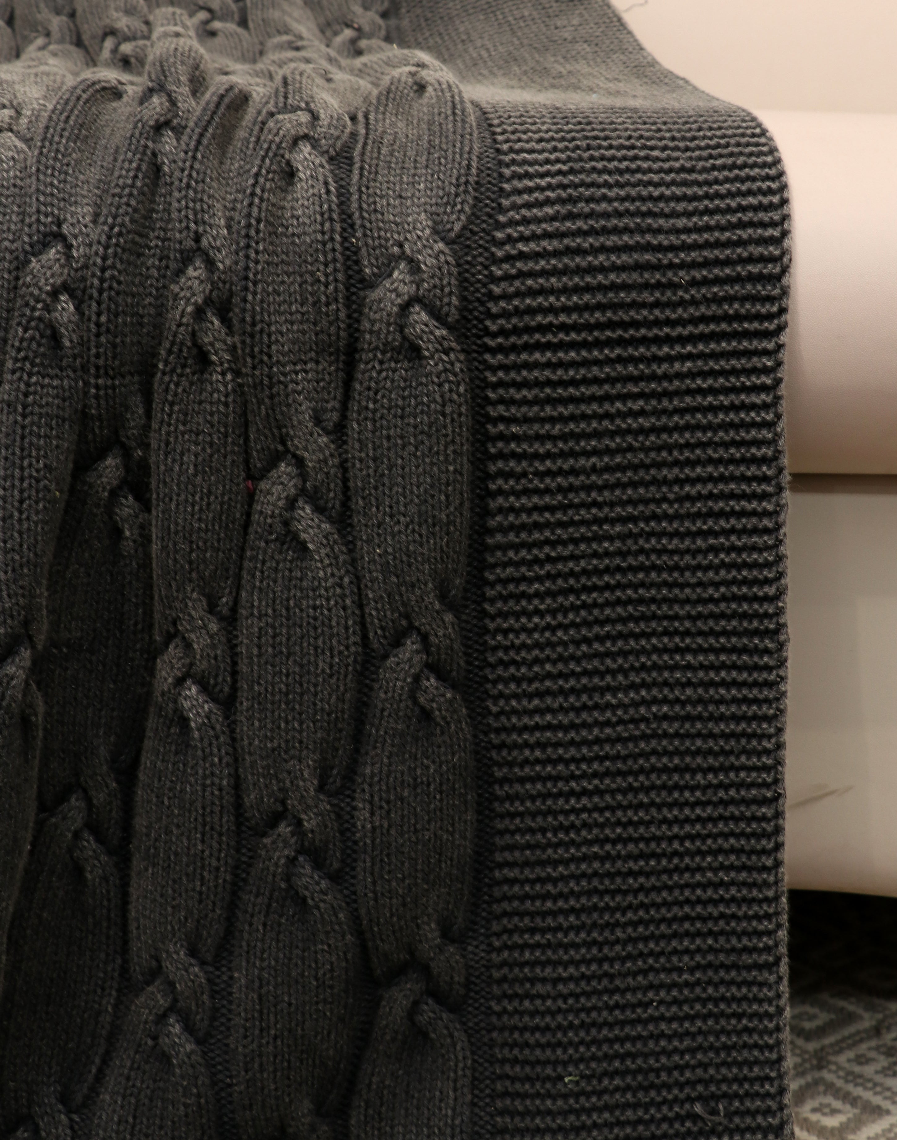 Fifth Element Charcoal Luxe Knot-Knit Throw
