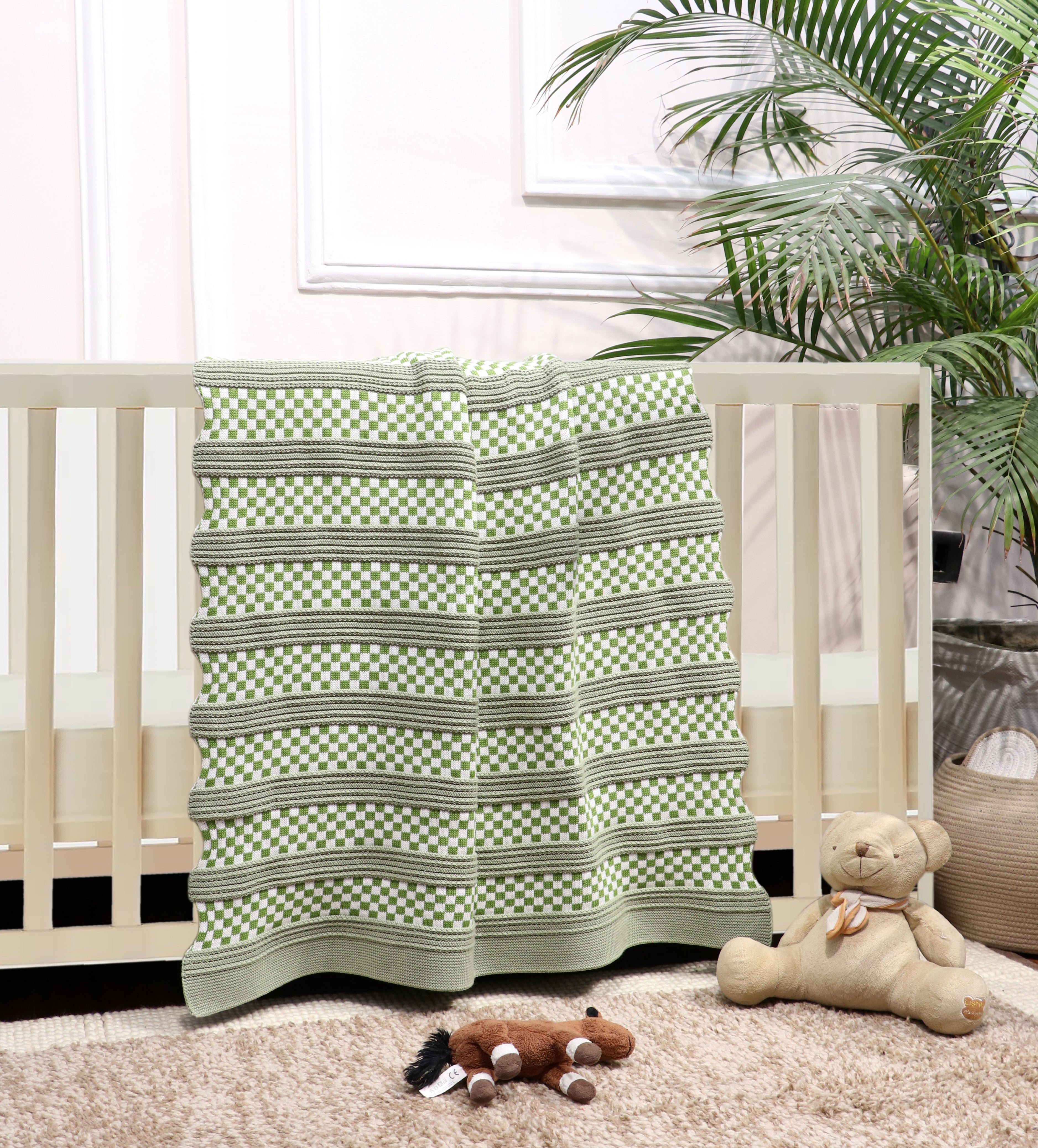 Fifth Element Knitted Checkered Baby Blanket