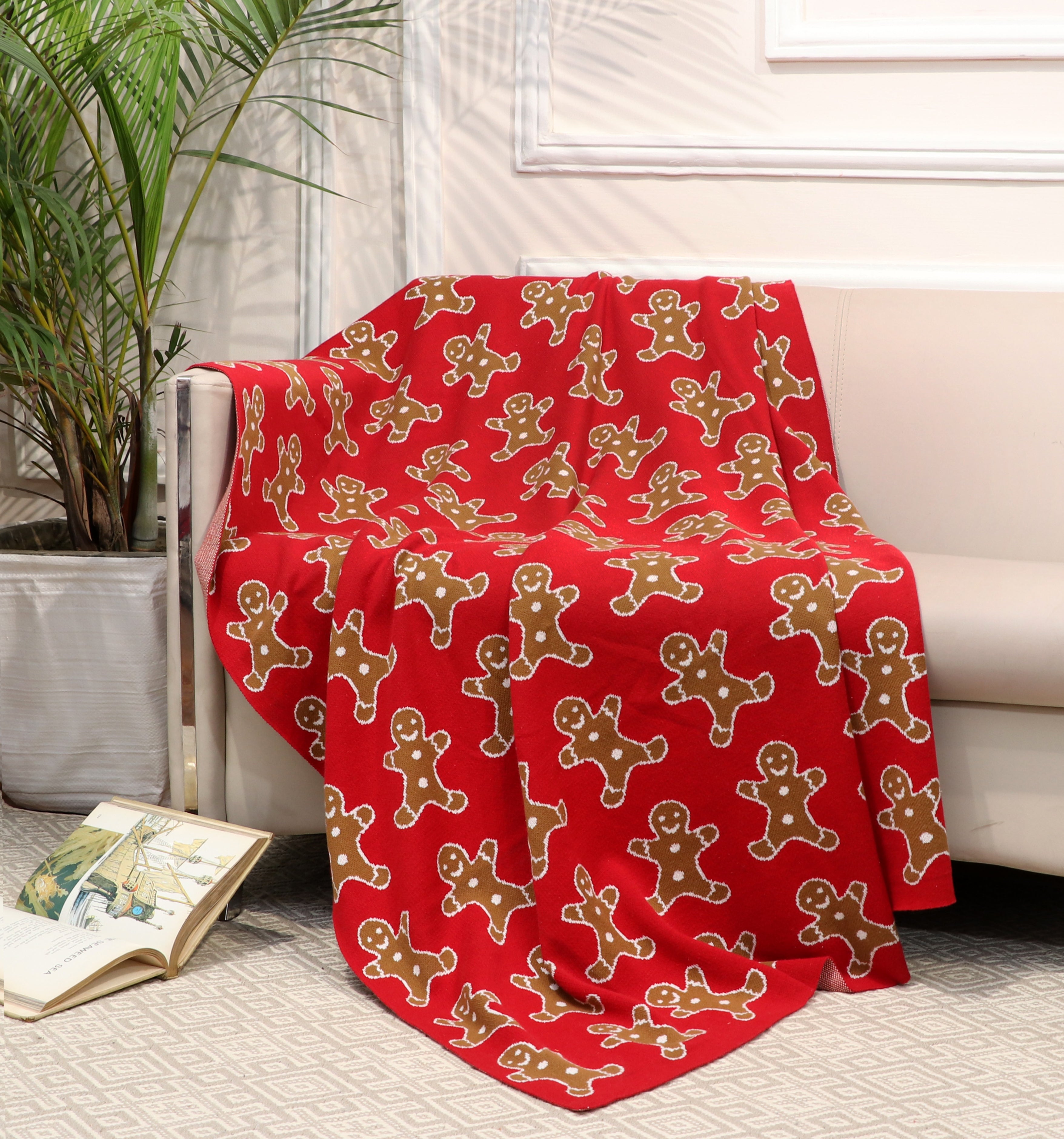 Fifth Element Gingerbread Joy Christmas Knit Throw