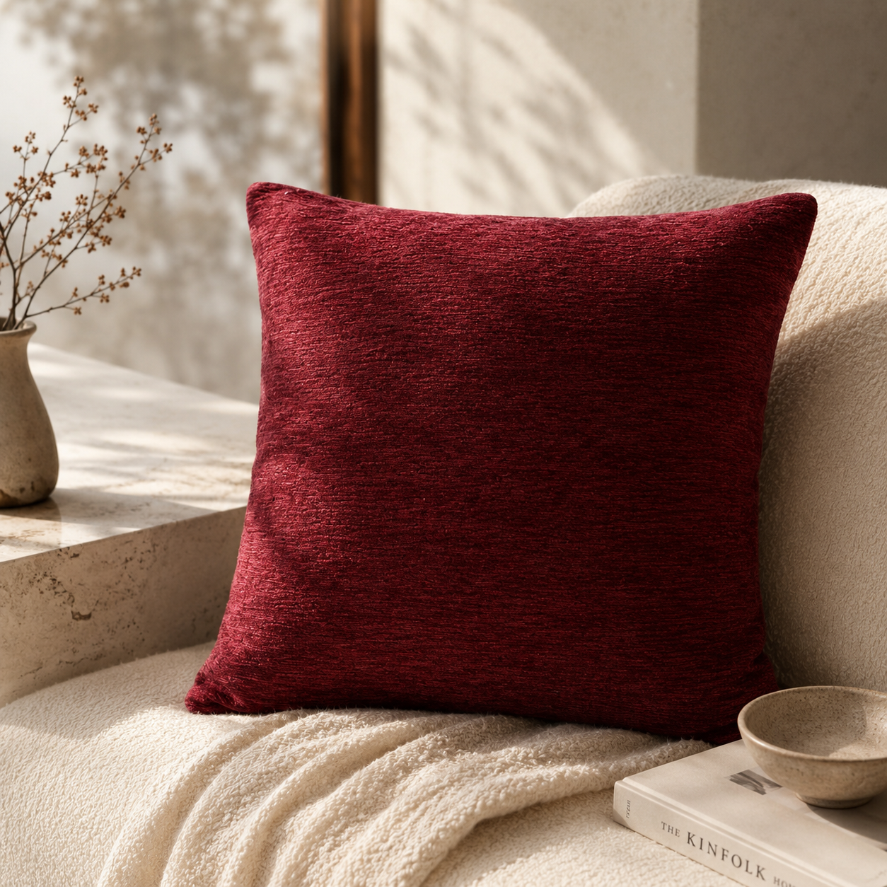 Premium Maroon Solid Cushion