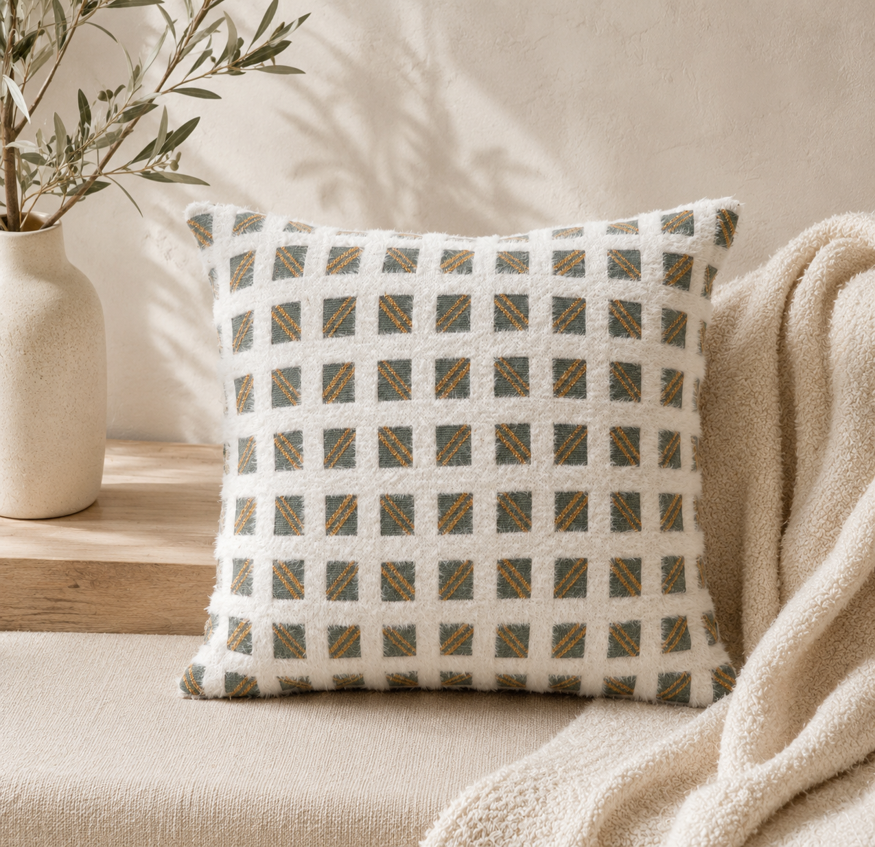 Soft Furry Geometric Cushion