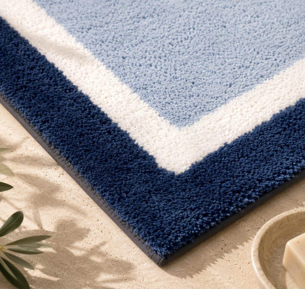 Classic Blue Border Bath Mat