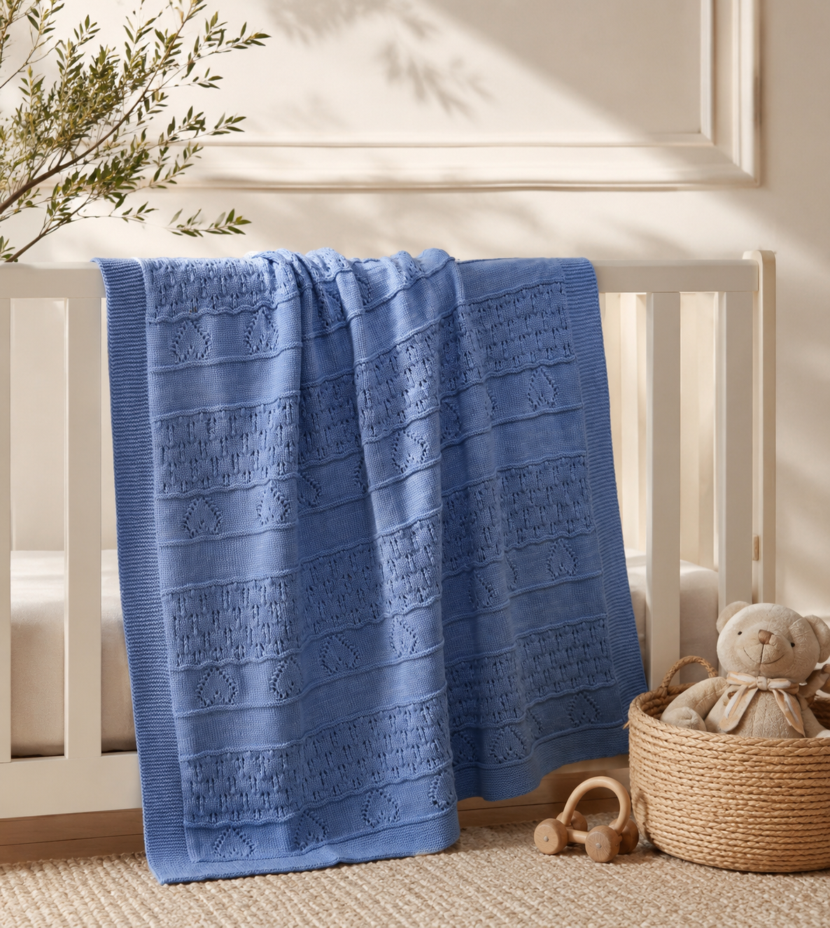 Blue Cloud Snuggle Knitted Baby Blanket