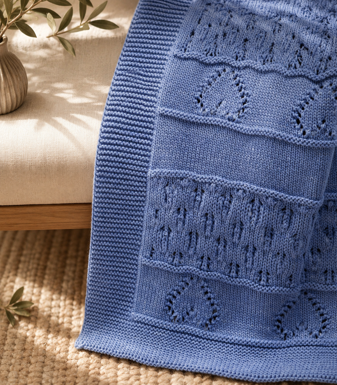 Blue Cloud Snuggle Knitted Baby Blanket