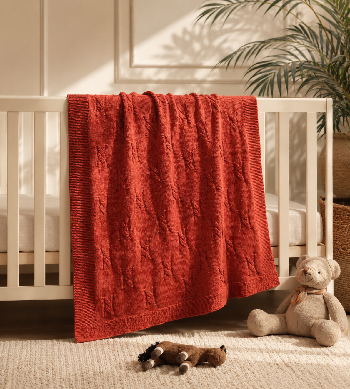 Red Premium Knitted Baby Blanket