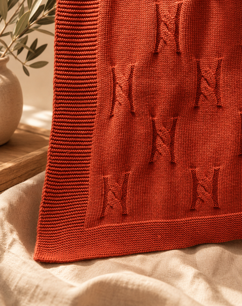 Red Premium Knitted Baby Blanket