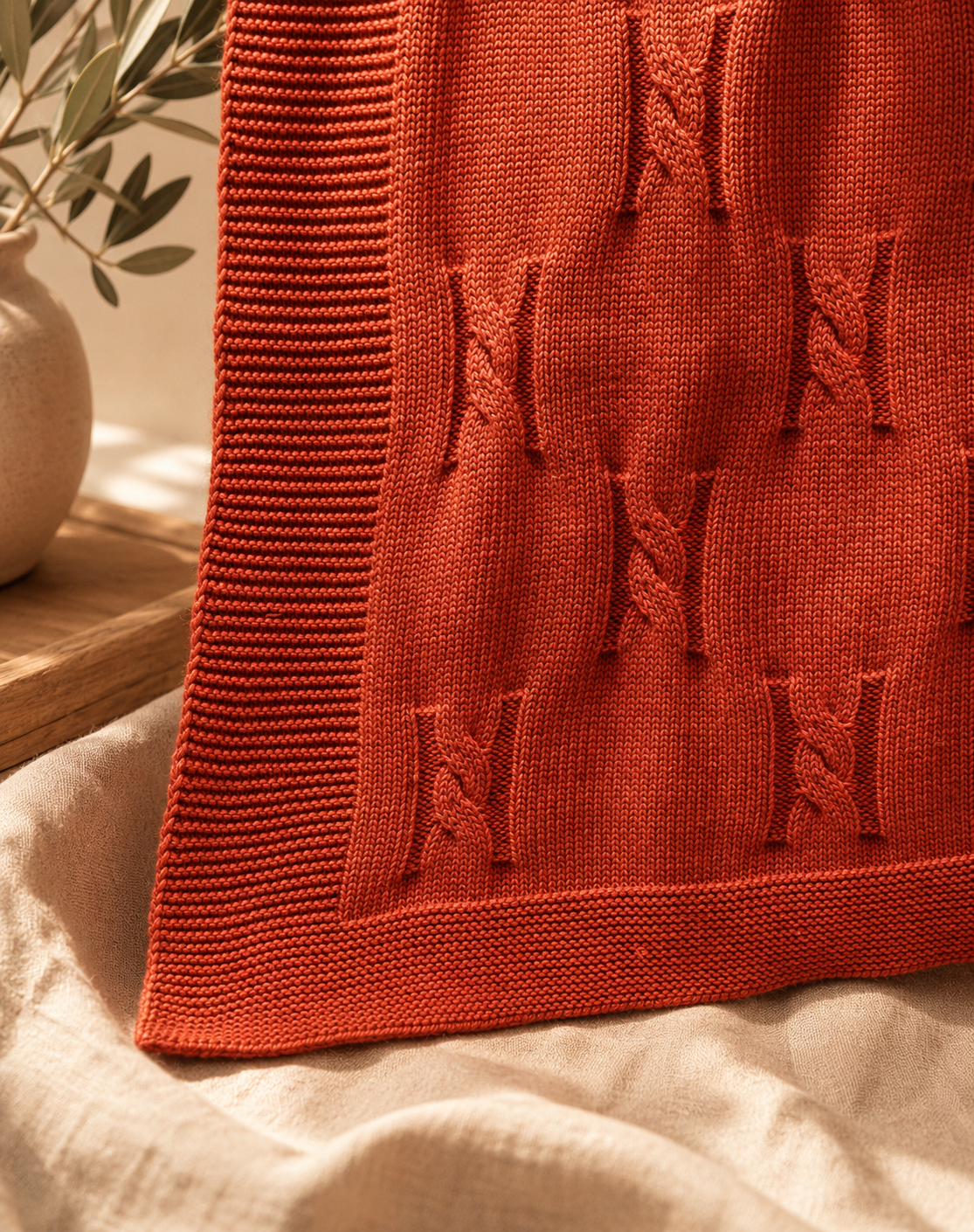 Red Premium Knitted Baby Blanket