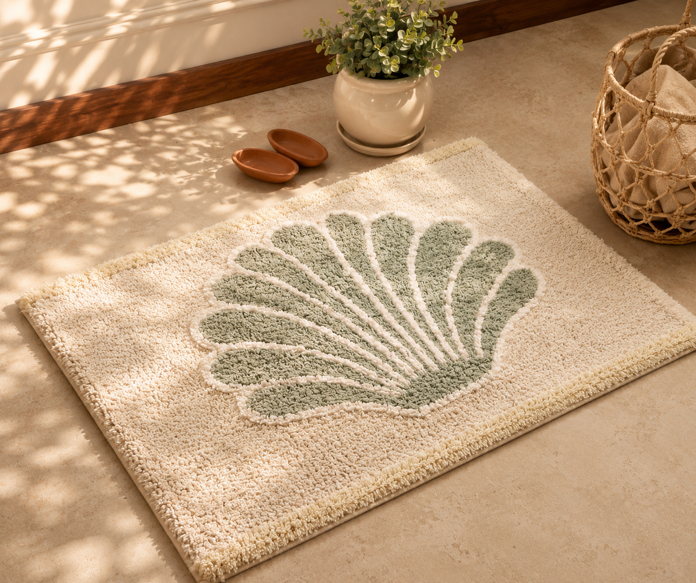 Serene Shell Sculpted Bath Mat