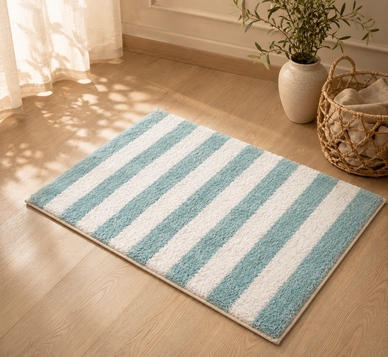 Coastal Stripe Aqua Bath Mat