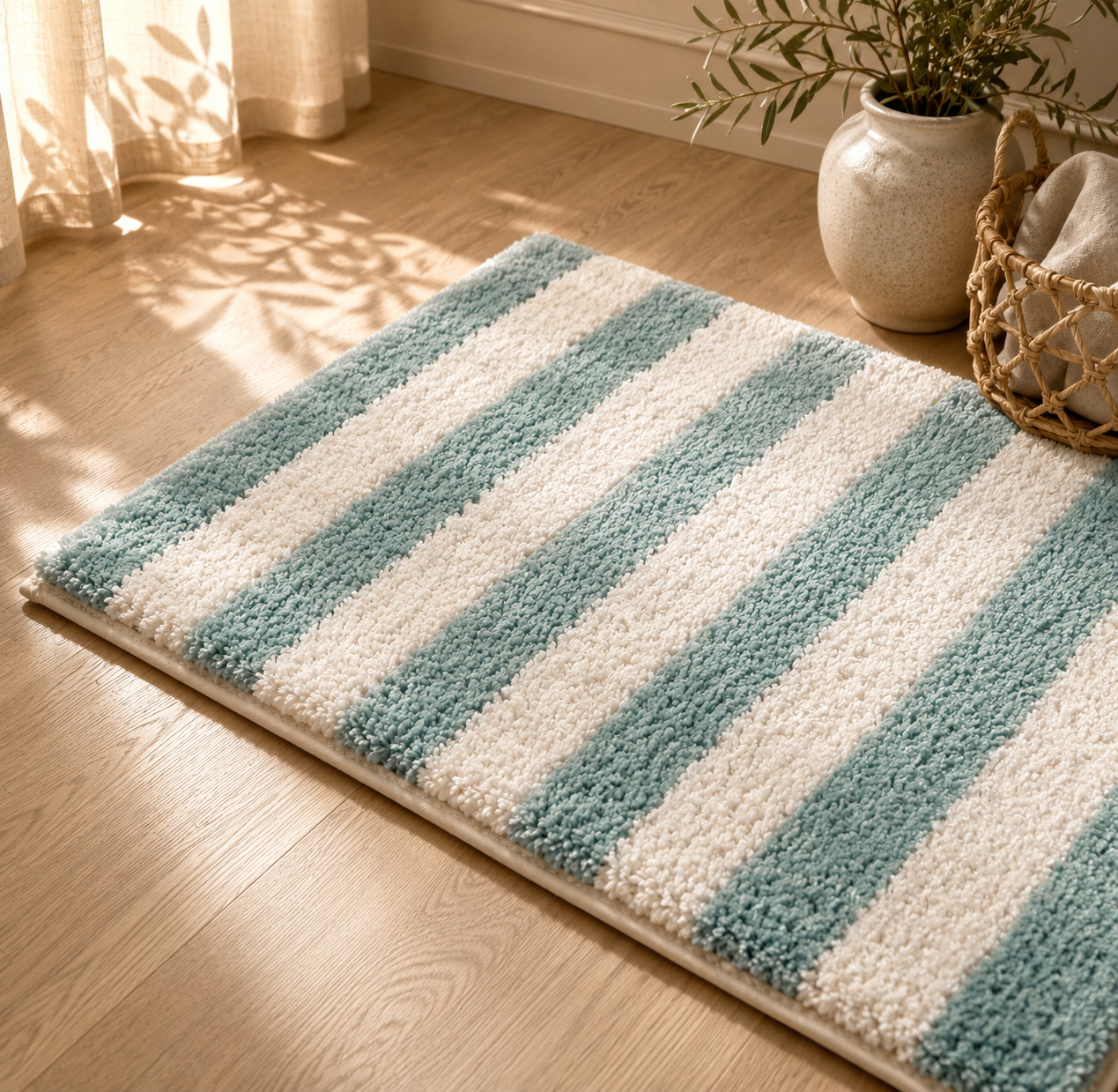 Coastal Stripe Aqua Bath Mat
