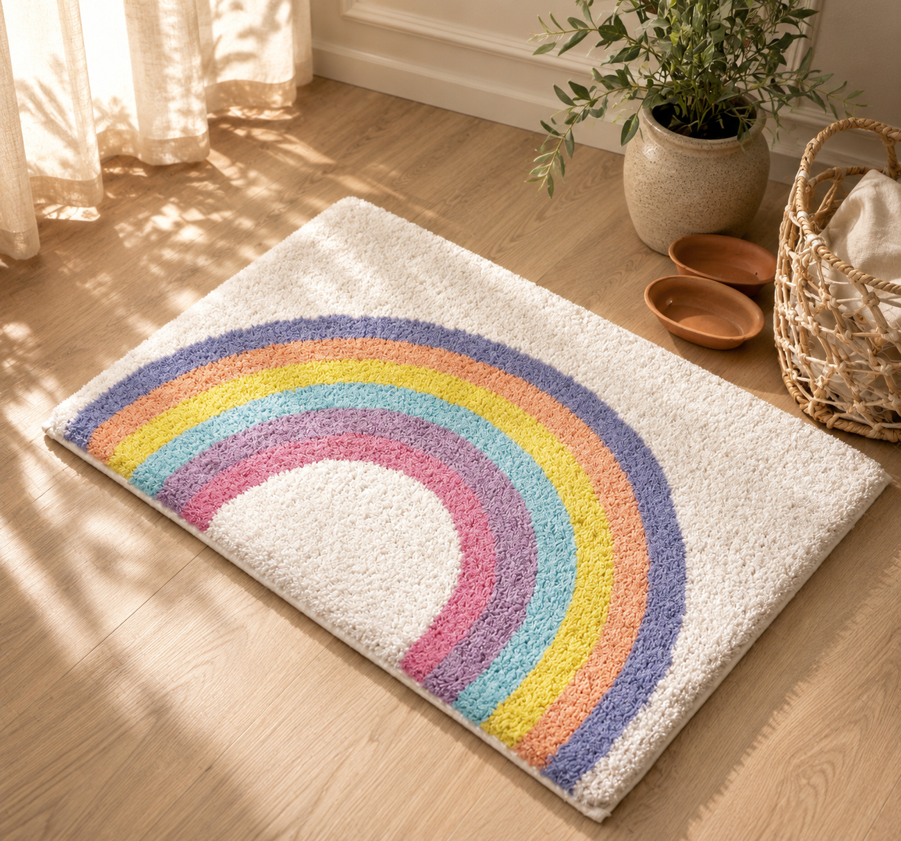 Pastel Rainbow Arc Bath Mat