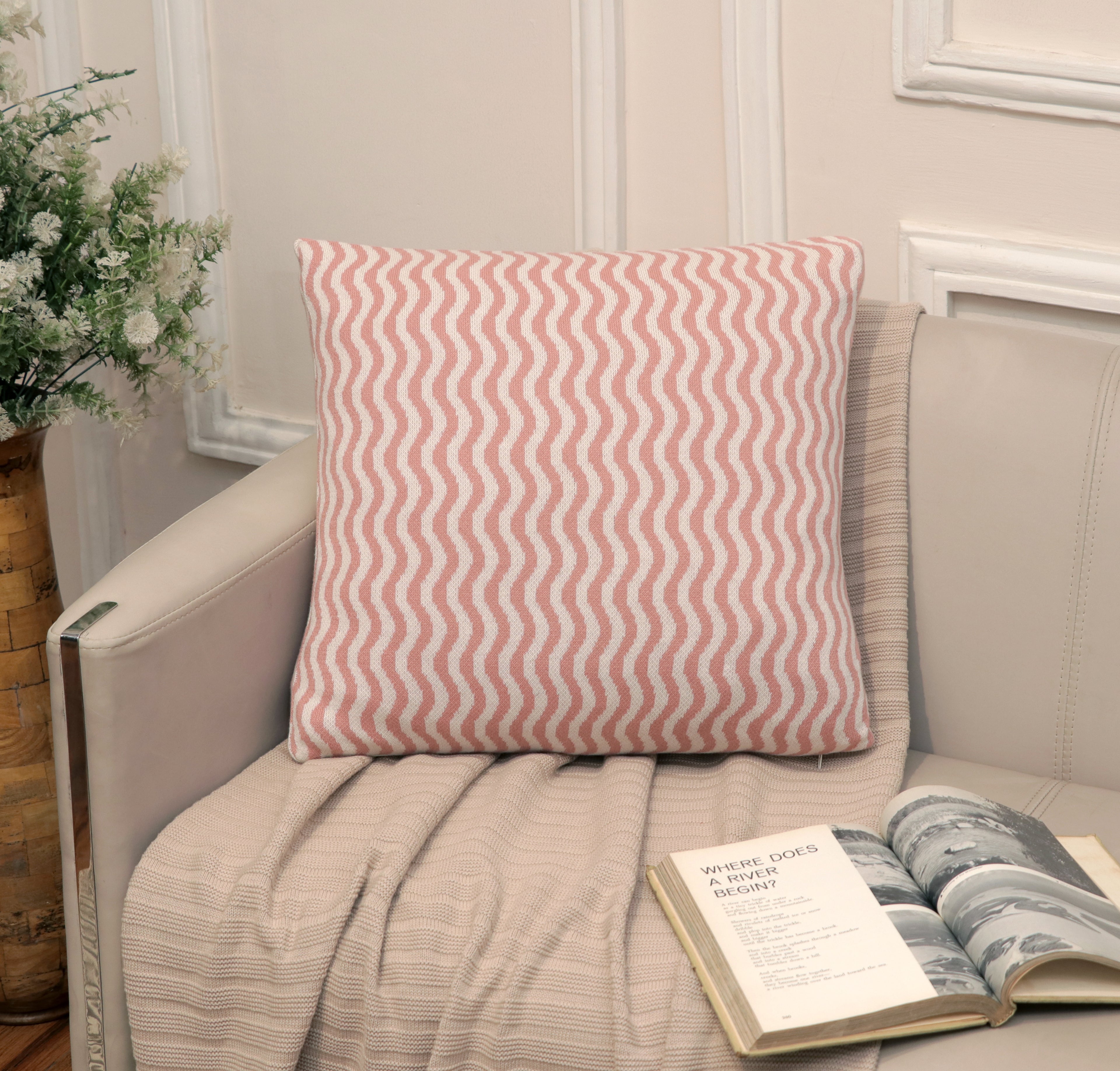Fifth Element Pink Wave Knit Cushion