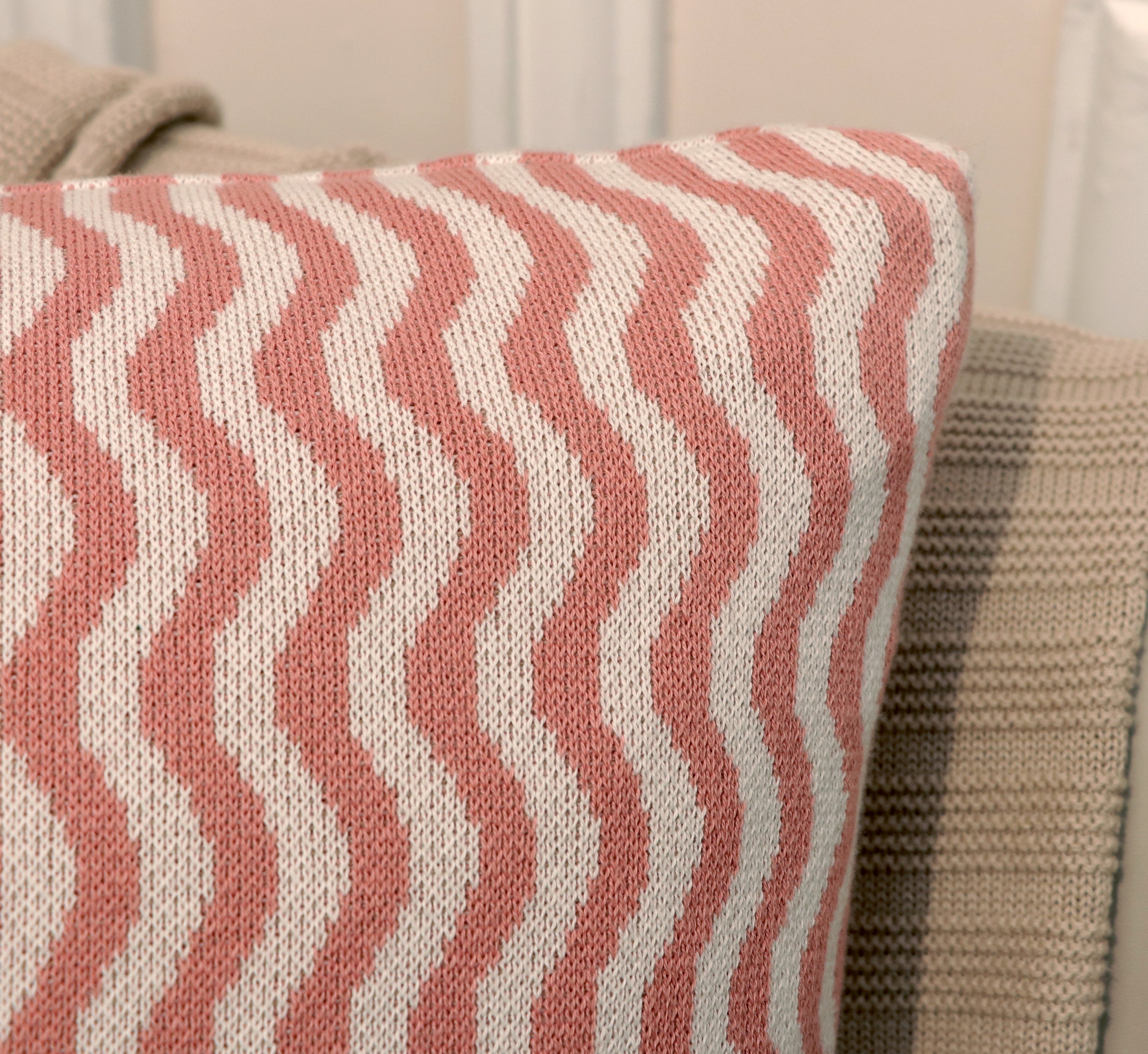 Fifth Element Pink Wave Knit Cushion