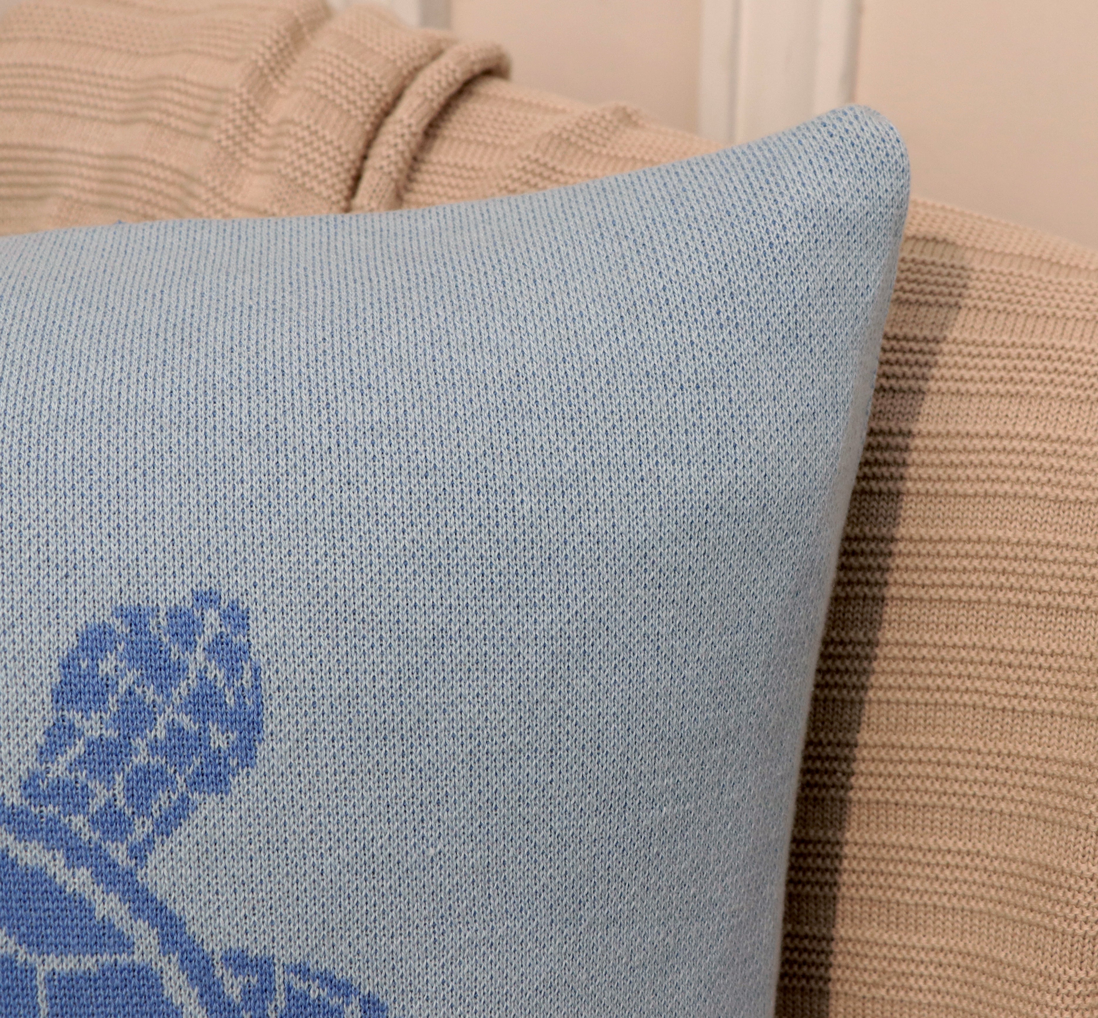 Fifth Element Sky Blue Turtle Knitted Cushion