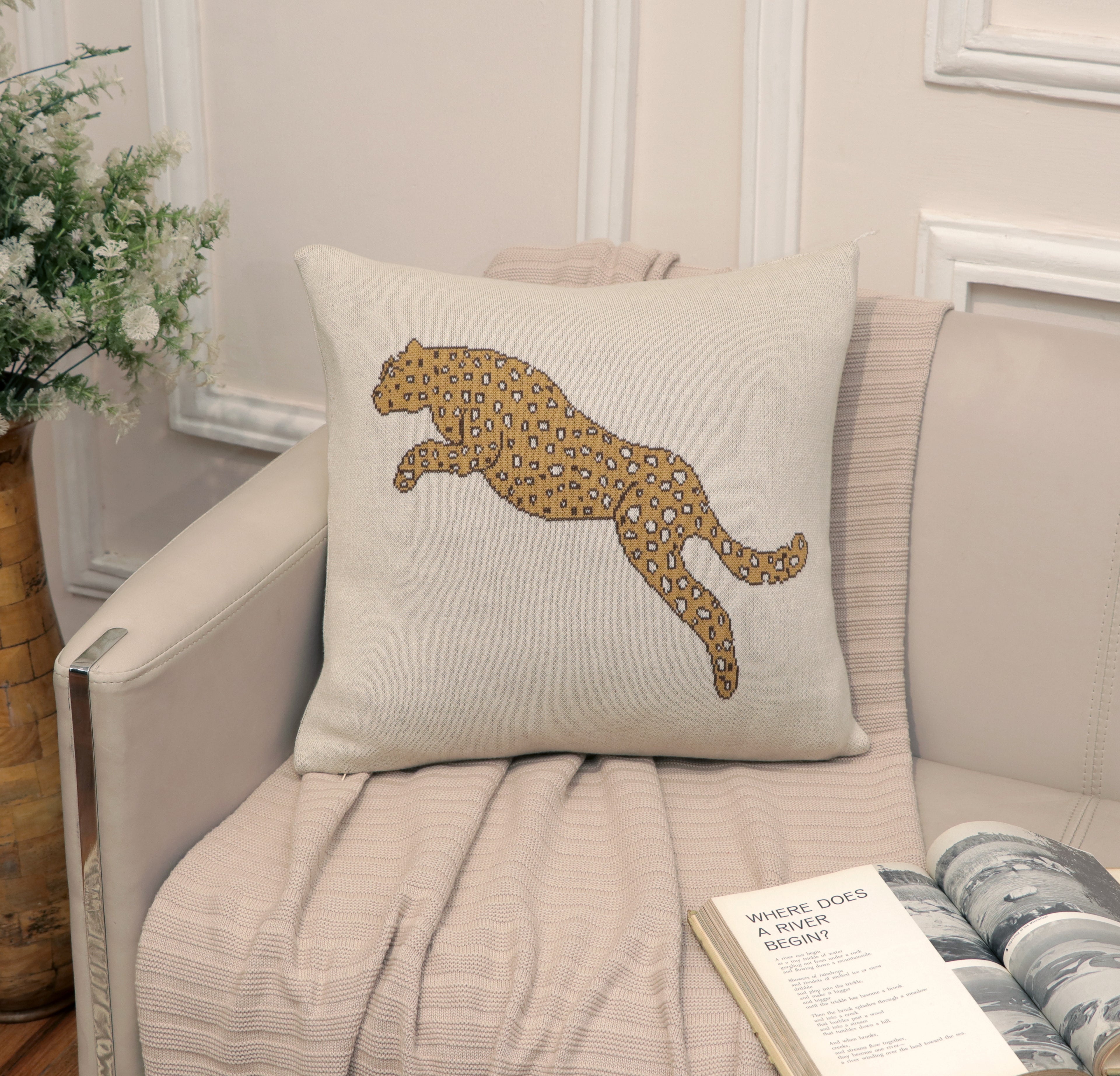 Fifth Element Leaping Leopard Cushion