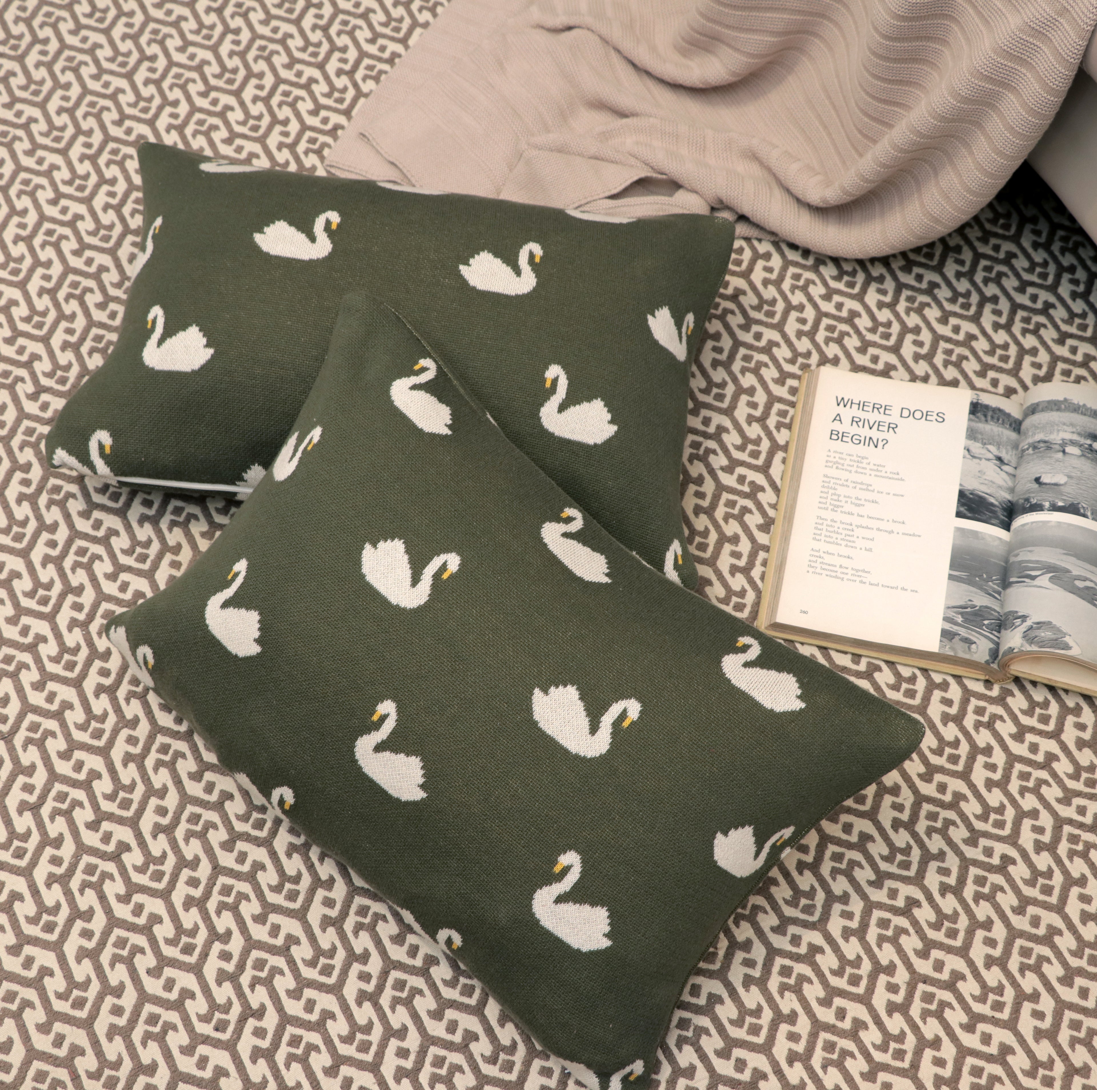 Fifth Element Swan Serenity Knit Cushion