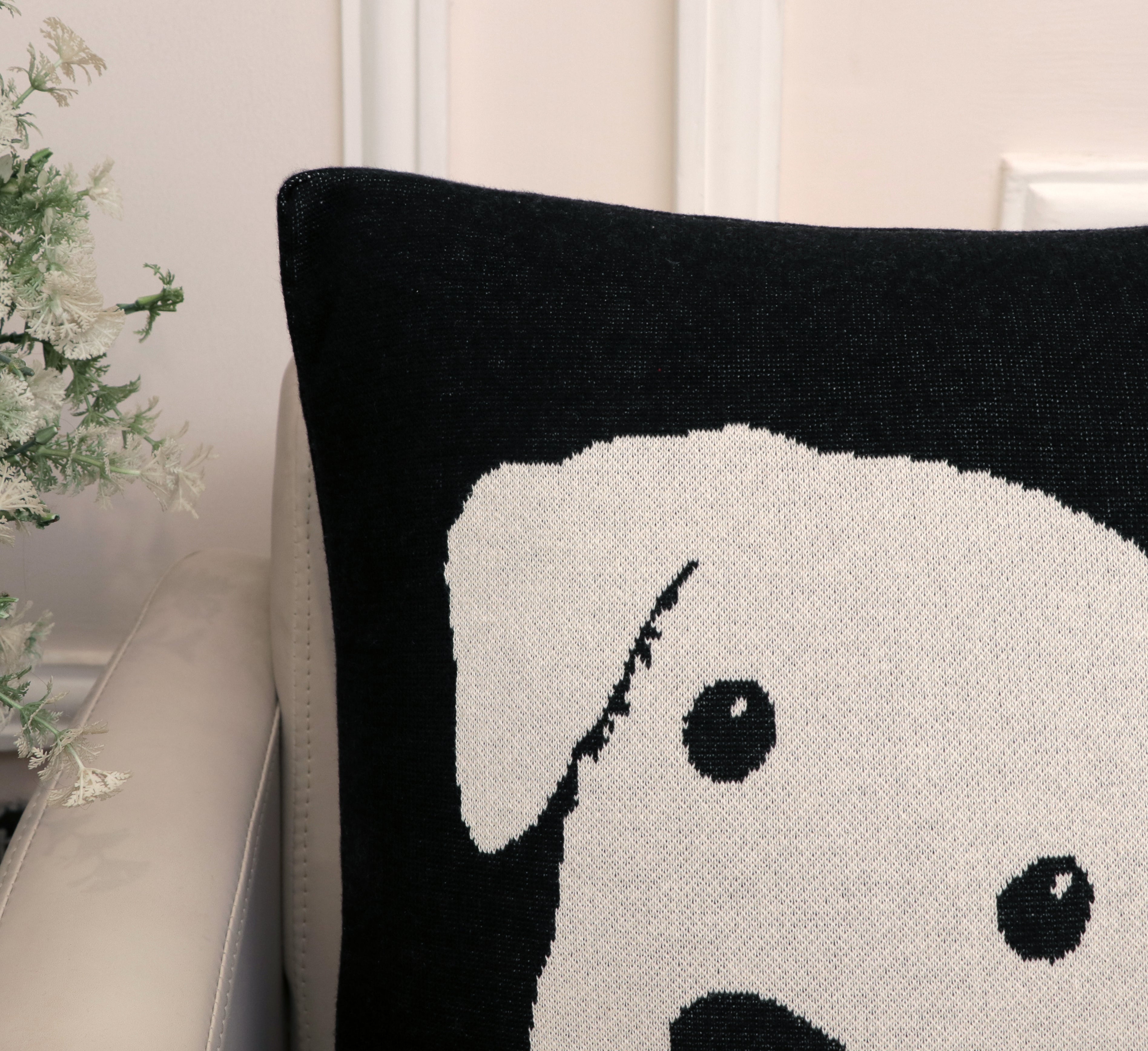 Fifth Element Monochrome Dog Knitted Cushion