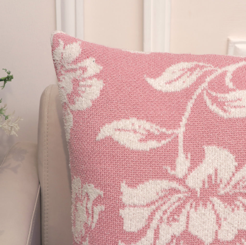 Fifth Element Pink Floral Knitted Cushion