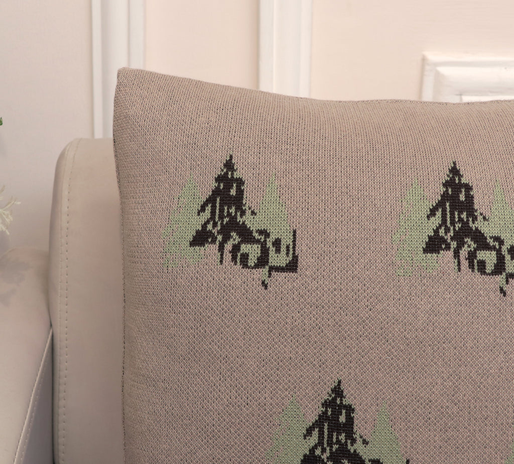 Fifth Element Beige Forest Pattern Knitted Cushion
