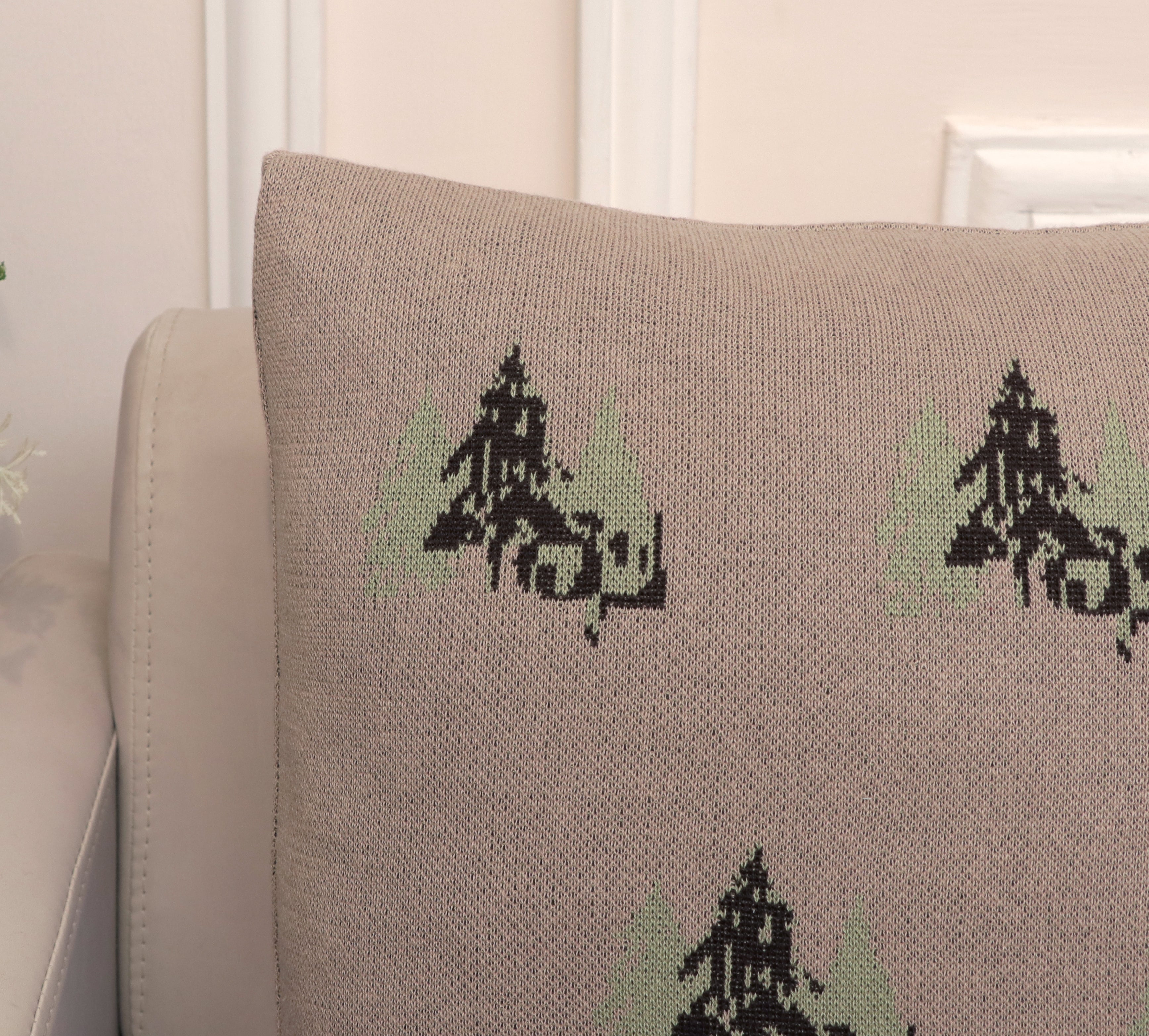 Fifth Element Beige Forest Pattern Knitted Cushion