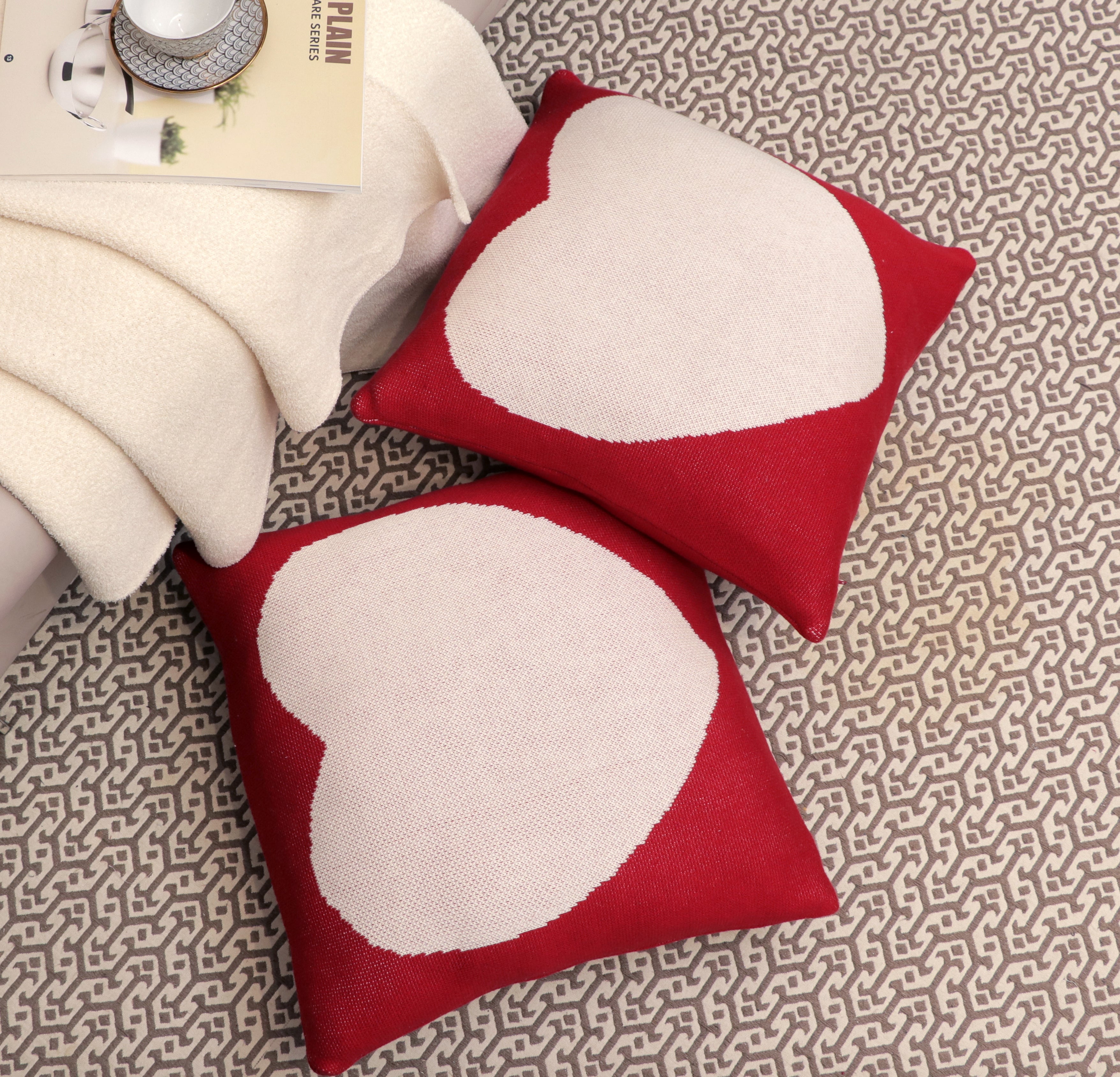 Fifth Element Red Heart Knitted Cushion