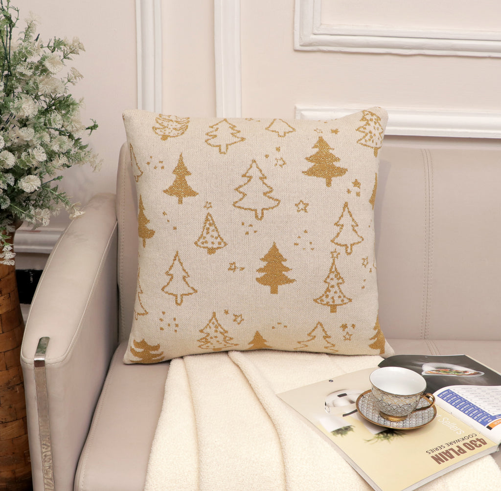 Fifth Element Golden Christmas Tree Cushion