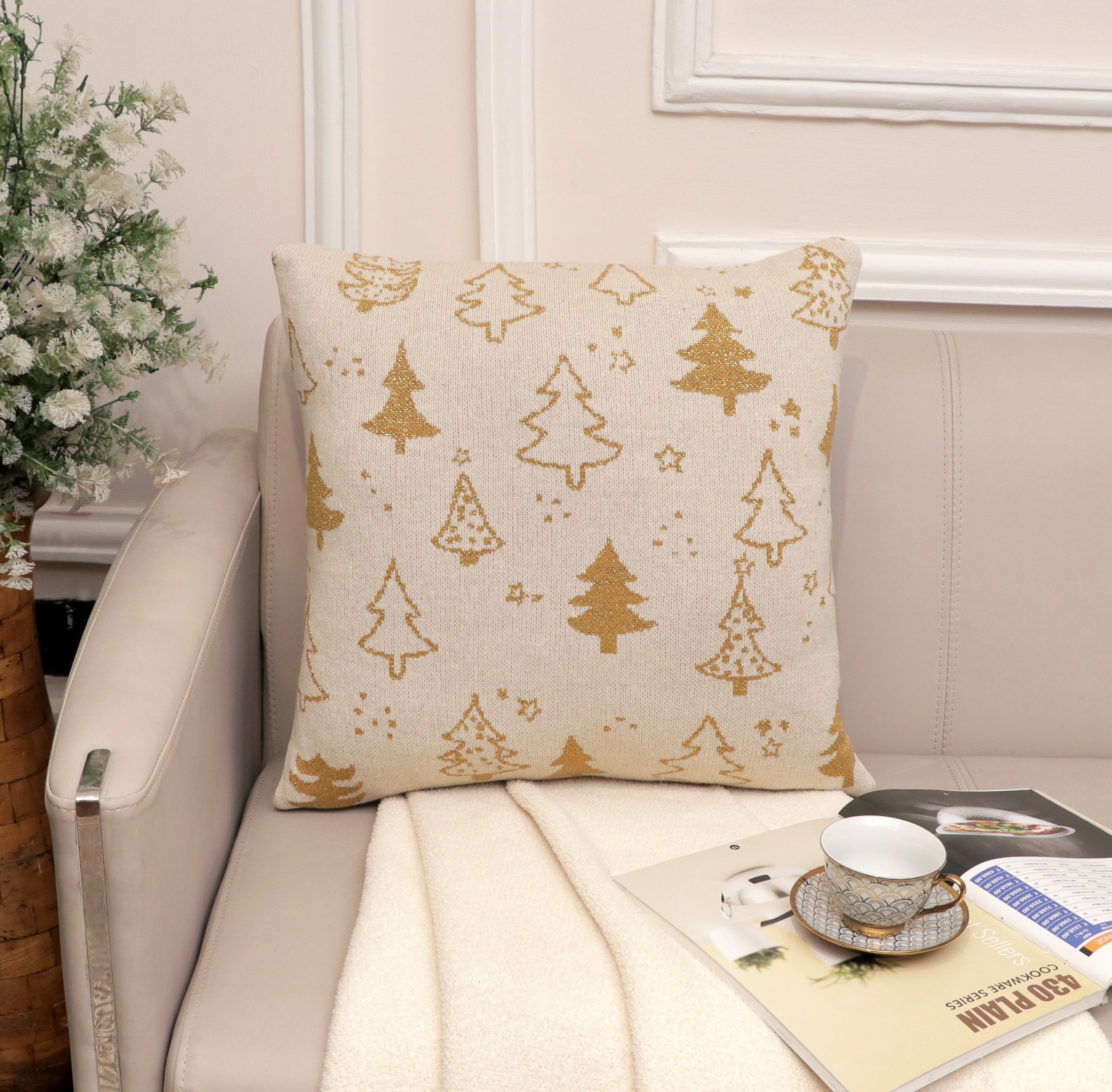 Fifth Element Golden Christmas Tree Cushion