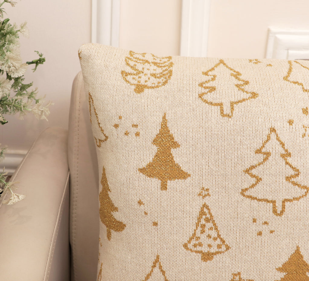 Fifth Element Golden Christmas Tree Cushion